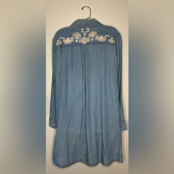 Boston Proper Embroidered Denim Tunic Shirt Dress – Size S - Picture 7 of 8